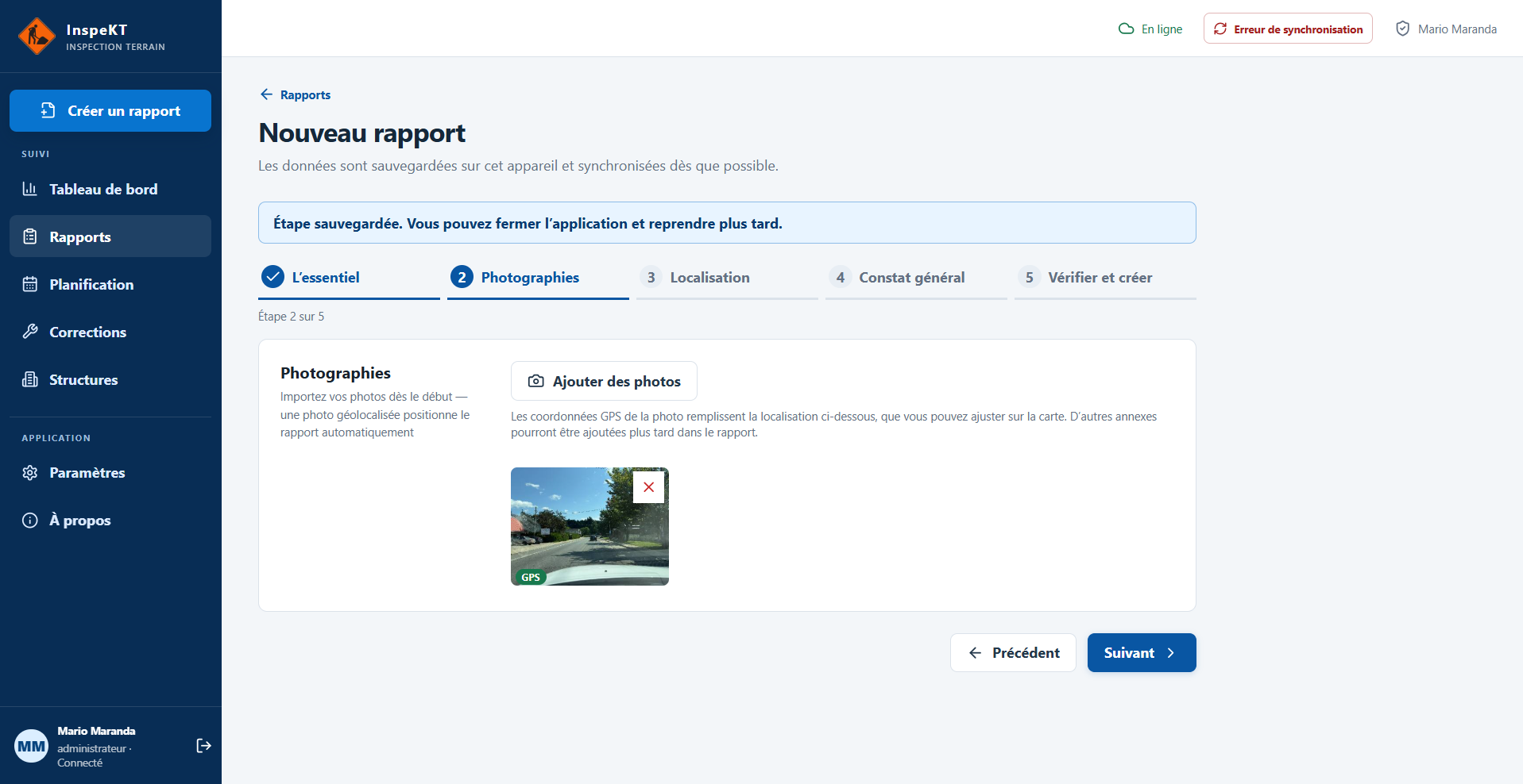 Ajout d’une photographie géolocalisée dans InspeKT